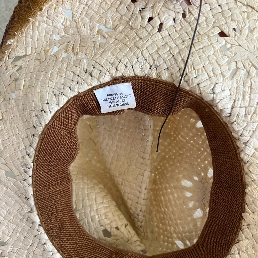 Stylish Cream and Brown Women's Straw Hat